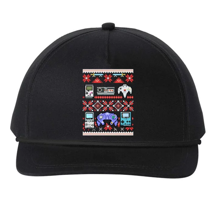 Retro Video Games Ugly Christmas Sweater Snapback Five-Panel Rope Hat