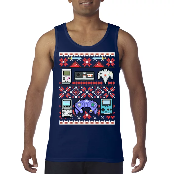 Retro Video Games Ugly Christmas Sweater Tank Top