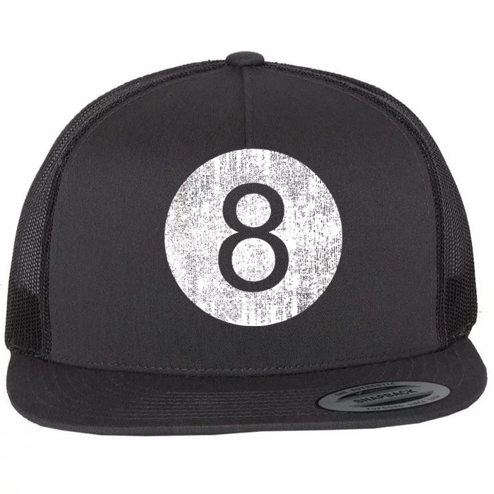 Retro Vintage 8 Ball Logo Flat Bill Trucker Hat