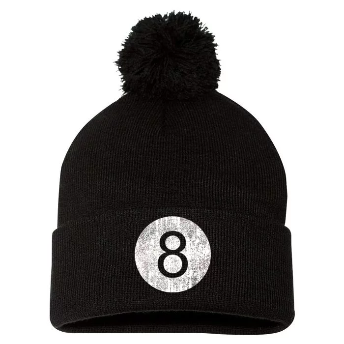 Retro Vintage 8 Ball Logo Pom Pom 12in Knit Beanie