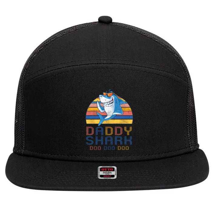 Retro Vintage Daddy Shark Doo 7 Panel Mesh Trucker Snapback Hat