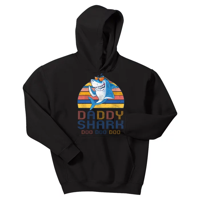 Retro Vintage Daddy Shark Doo Kids Hoodie