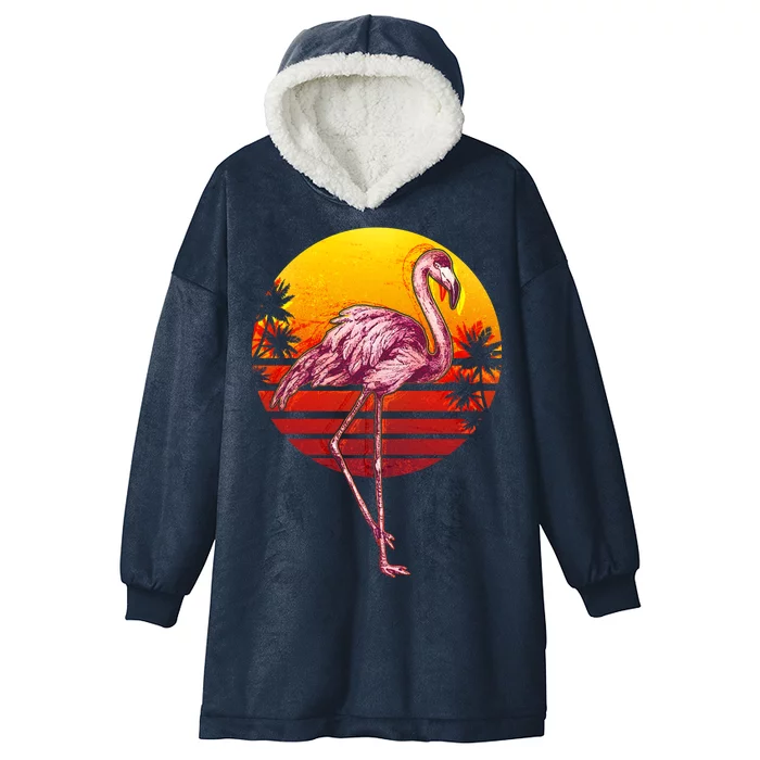 Retro Vintage Flamingo Hooded Wearable Blanket