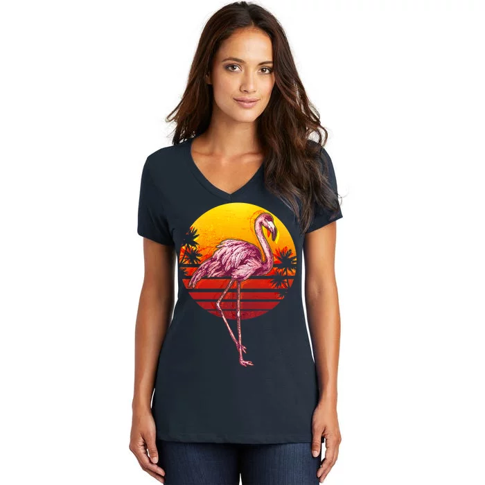 Retro Vintage Flamingo Women's V-Neck T-Shirt