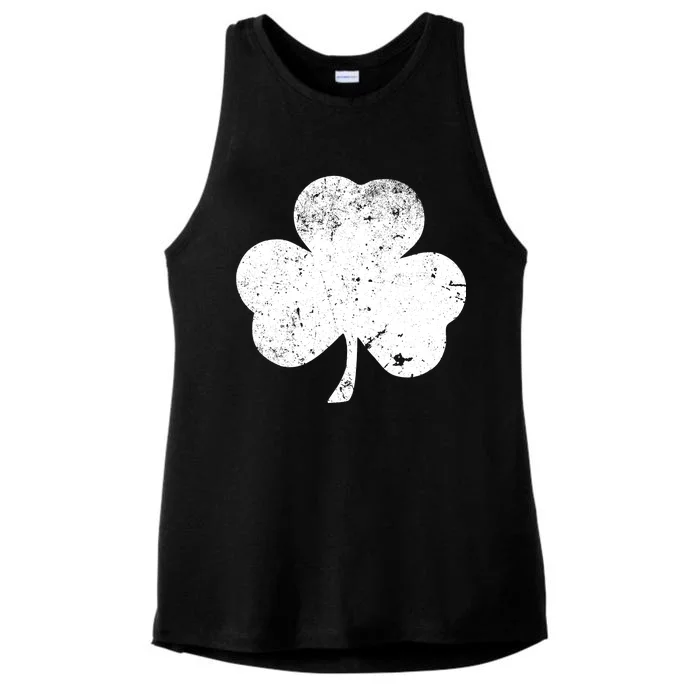 Retro Vintage Irish Distressed Shamrock St. Patrick's Day Ladies Tri-Blend Wicking Tank