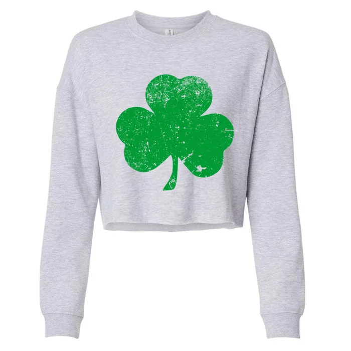 Retro Vintage Irish Distressed Shamrock St. Patrick's Day Cropped Pullover Crew