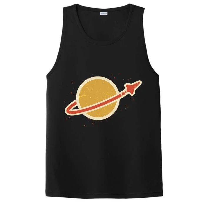 Retro Vintage Planet Space Shuttle Logo Performance Tank