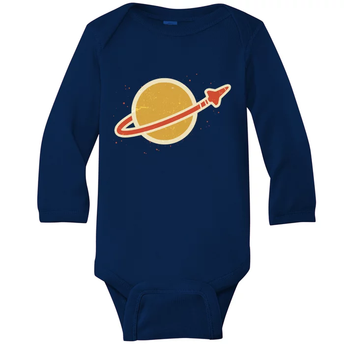 Retro Vintage Planet Space Shuttle Logo Baby Long Sleeve Bodysuit