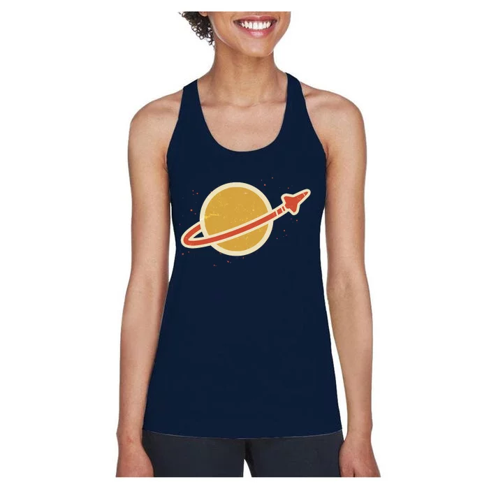 Retro Vintage Planet Space Shuttle Logo Women's Racerback Tank