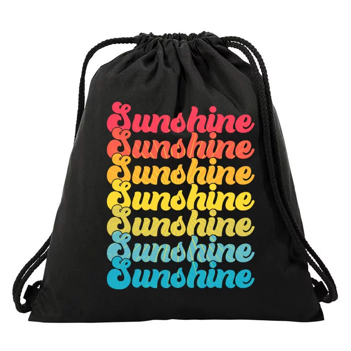 Retro Vintage Sunshine Sun Text Drawstring Bag