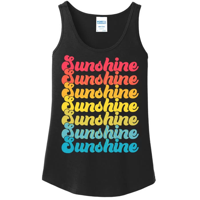 Retro Vintage Sunshine Sun Text Ladies Essential Tank