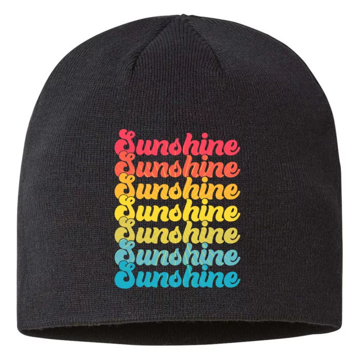 Retro Vintage Sunshine Sun Text 8 1/2in Sustainable Knit Beanie