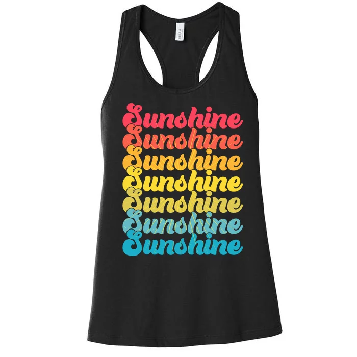 Retro Vintage Sunshine Sun Text Women's Racerback Tank