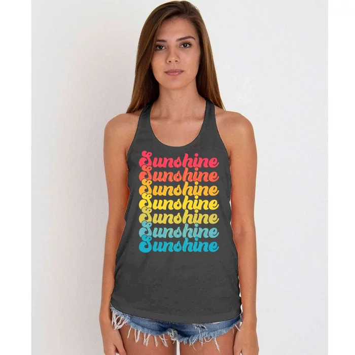 Retro Vintage Sunshine Sun Text Women's Knotted Racerback Tank