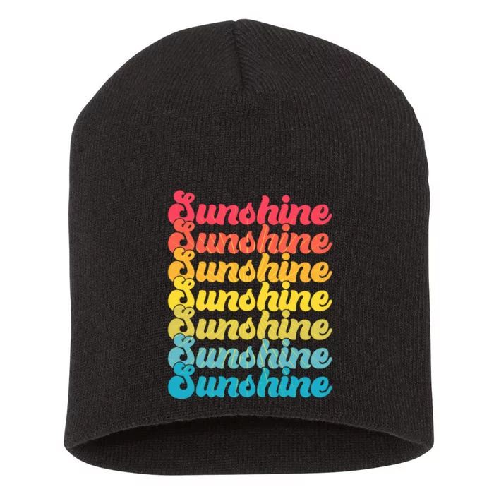 Retro Vintage Sunshine Sun Text Short Acrylic Beanie