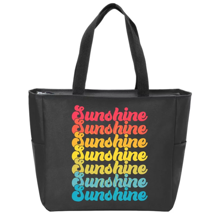 Retro Vintage Sunshine Sun Text Zip Tote Bag