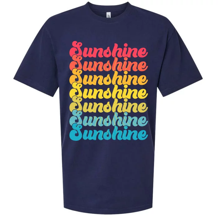 Retro Vintage Sunshine Sun Text Sueded Cloud Jersey T-Shirt