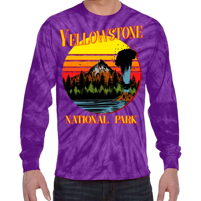 Retro Yellowstone National Park Tie-Dye Long Sleeve Shirt