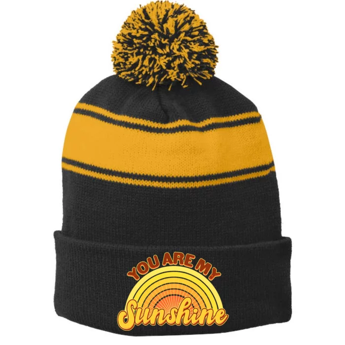 Retro You Are My Sunshine Sunbow Stripe Pom Pom Beanie