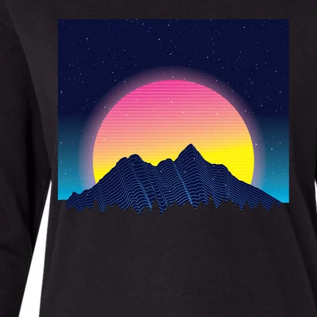 Retrowave Mountains Womens Cotton Relaxed Long Sleeve T-Shirt