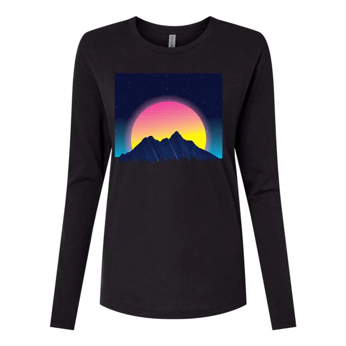 Retrowave Mountains Womens Cotton Relaxed Long Sleeve T-Shirt