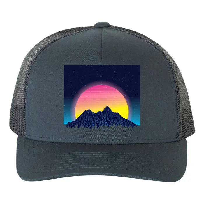 Retrowave Mountains Yupoong Adult 5-Panel Trucker Hat