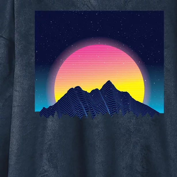 Retrowave Mountains Hooded Wearable Blanket