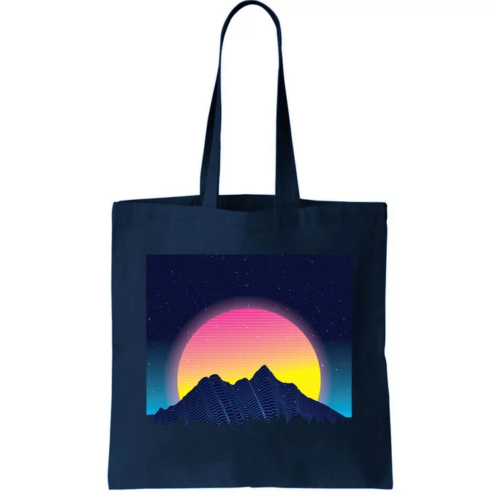 Retrowave Mountains Tote Bag