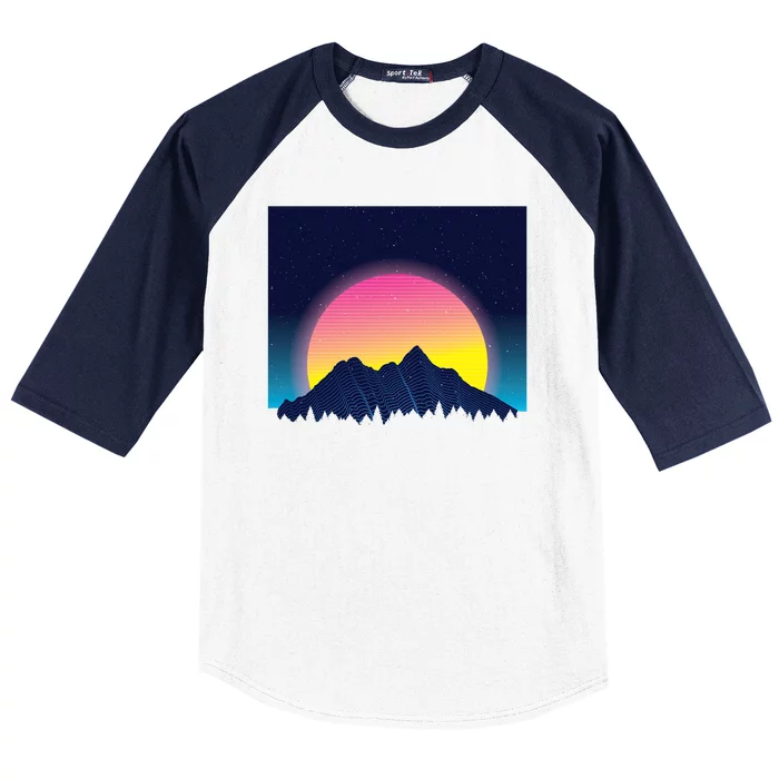 Retrowave Mountains Baseball Sleeve Shirt