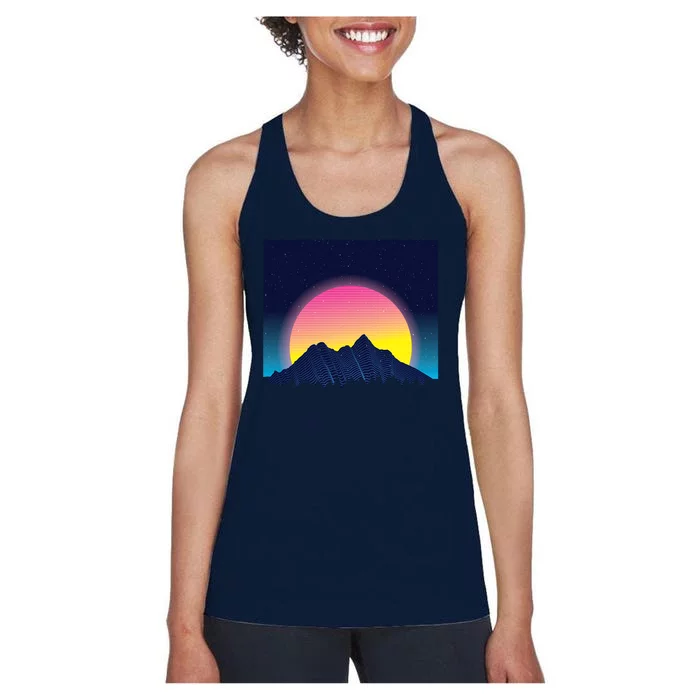 Retrowave Mountains Women's Racerback Tank