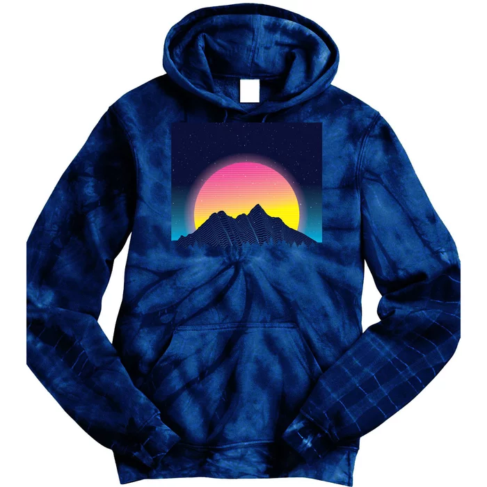 Retrowave Mountains Tie Dye Hoodie