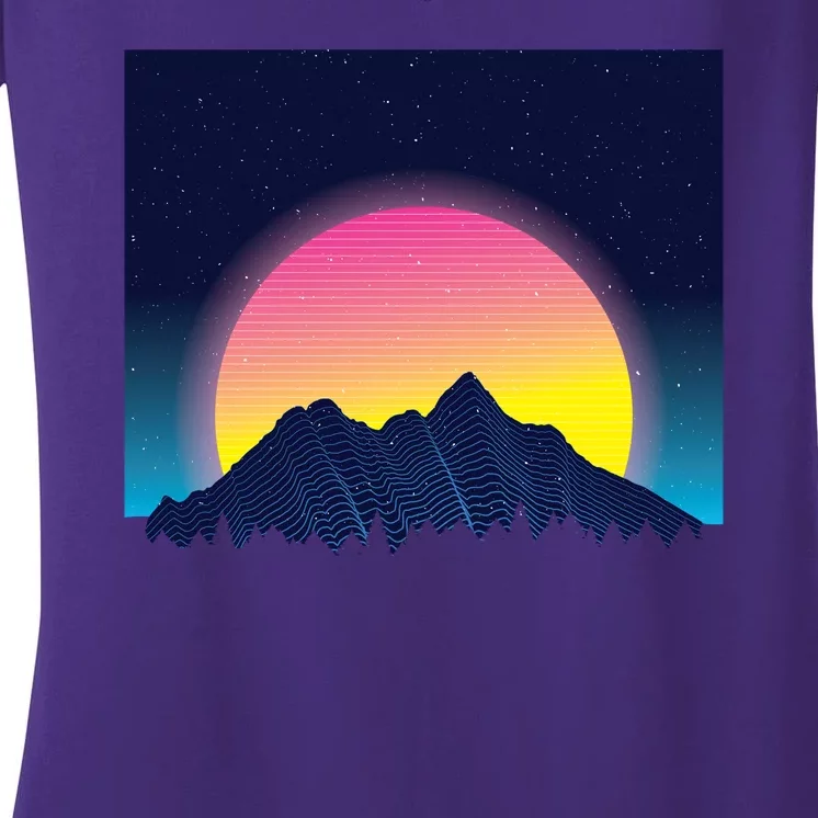 Retrowave Mountains Women's V-Neck T-Shirt