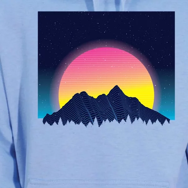 Retrowave Mountains Unisex Surf Hoodie