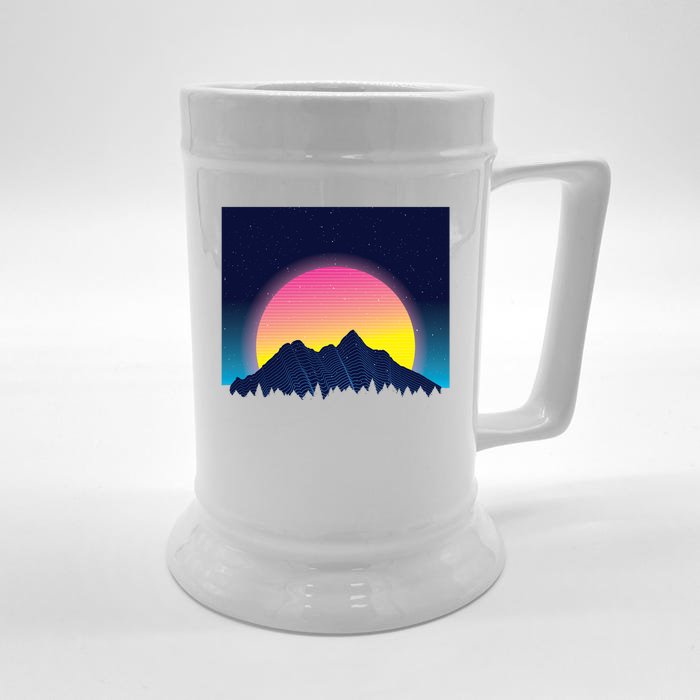 Retrowave Mountains Front & Back Beer Stein