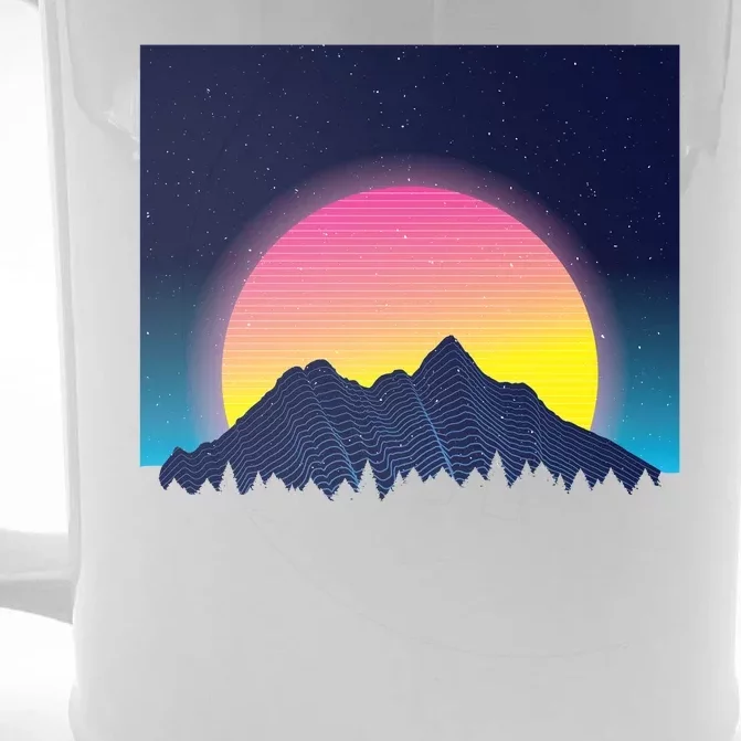 Retrowave Mountains Front & Back Beer Stein