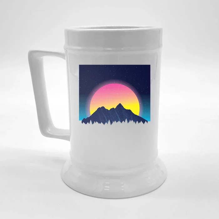 Retrowave Mountains Front & Back Beer Stein