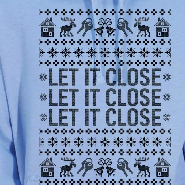 Real Estate Ugly Christmas Sweaters Realtor Let It Close Unisex Surf Hoodie