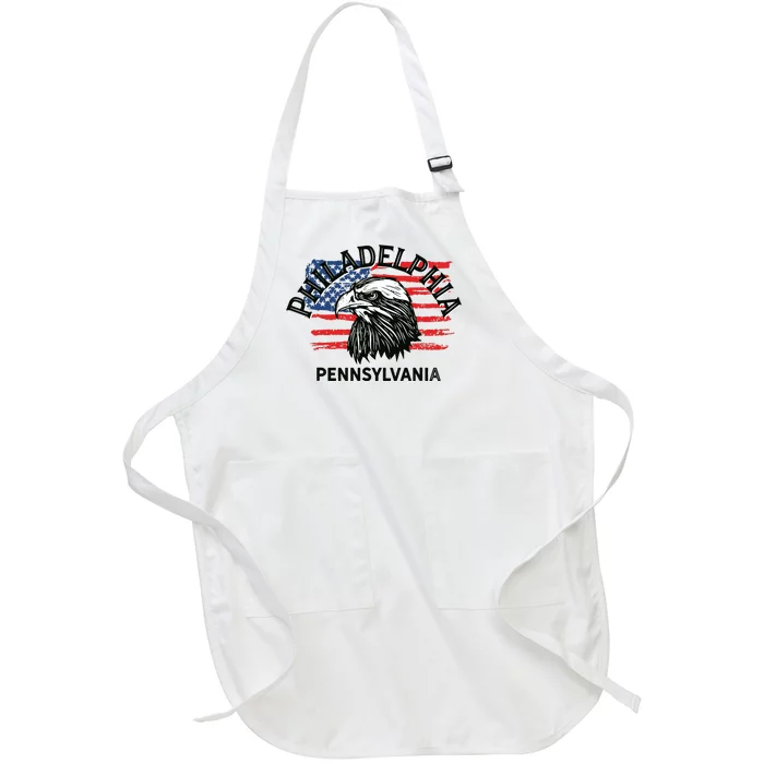 Retro Eagle Usa Flag Pennsylvania Vintage Philadelphia Full-Length Apron With Pocket