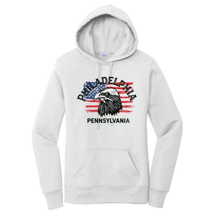 Retro Eagle Usa Flag Pennsylvania Vintage Philadelphia Women's Pullover Hoodie