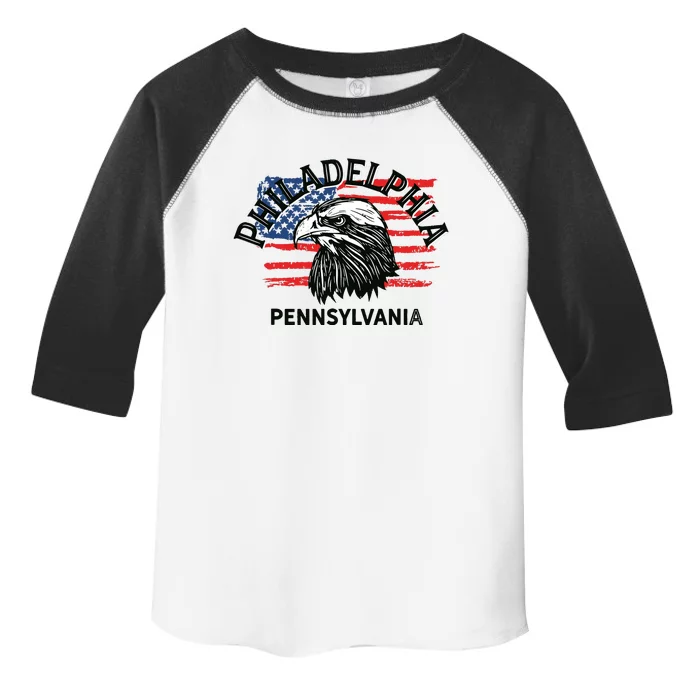 Retro Eagle Usa Flag Pennsylvania Vintage Philadelphia Toddler Fine Jersey T-Shirt