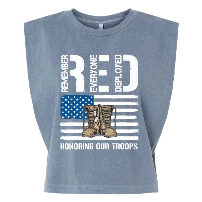 Remember Everyone Veteran Deployed Red Friday Military Garment-Dyed Women's Muscle Tee