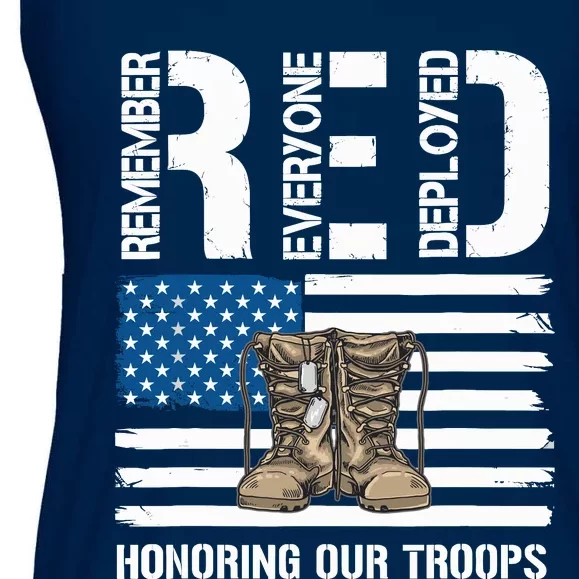 Remember Everyone Veteran Deployed Red Friday Military Ladies Essential Flowy Tank