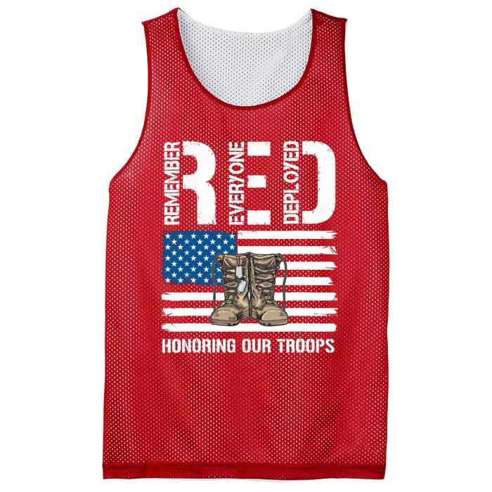 Remember Everyone Veteran Deployed Red Friday Military Mesh Reversible Basketball Jersey Tank