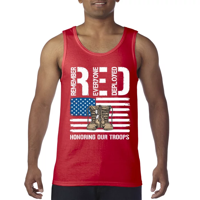 Remember Everyone Veteran Deployed Red Friday Military Tank Top