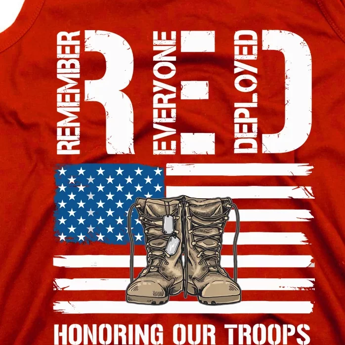 Remember Everyone Veteran Deployed Red Friday Military Tank Top