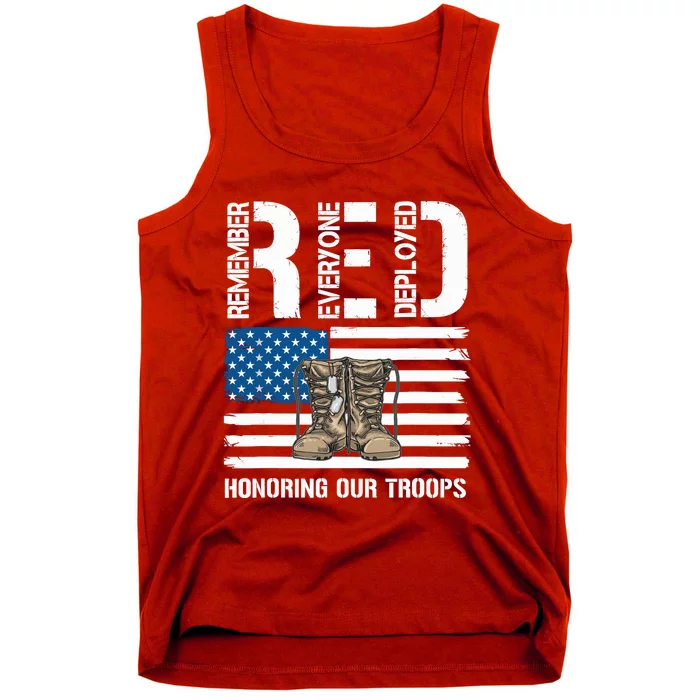 Remember Everyone Veteran Deployed Red Friday Military Tank Top