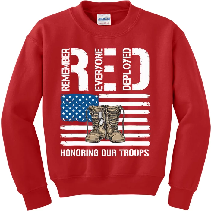 Remember Everyone Veteran Deployed Red Friday Military Kids Sweatshirt