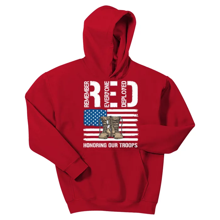 Remember Everyone Veteran Deployed Red Friday Military Kids Hoodie