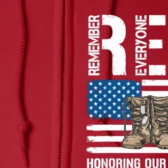 Remember Everyone Veteran Deployed Red Friday Military Full Zip Hoodie