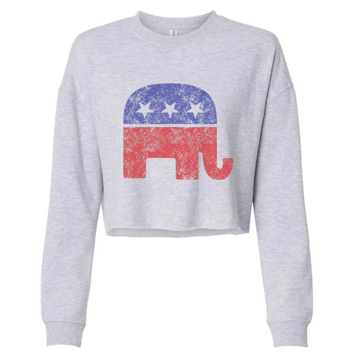 Republican Elephant Vintage Logo Gift Cropped Pullover Crew